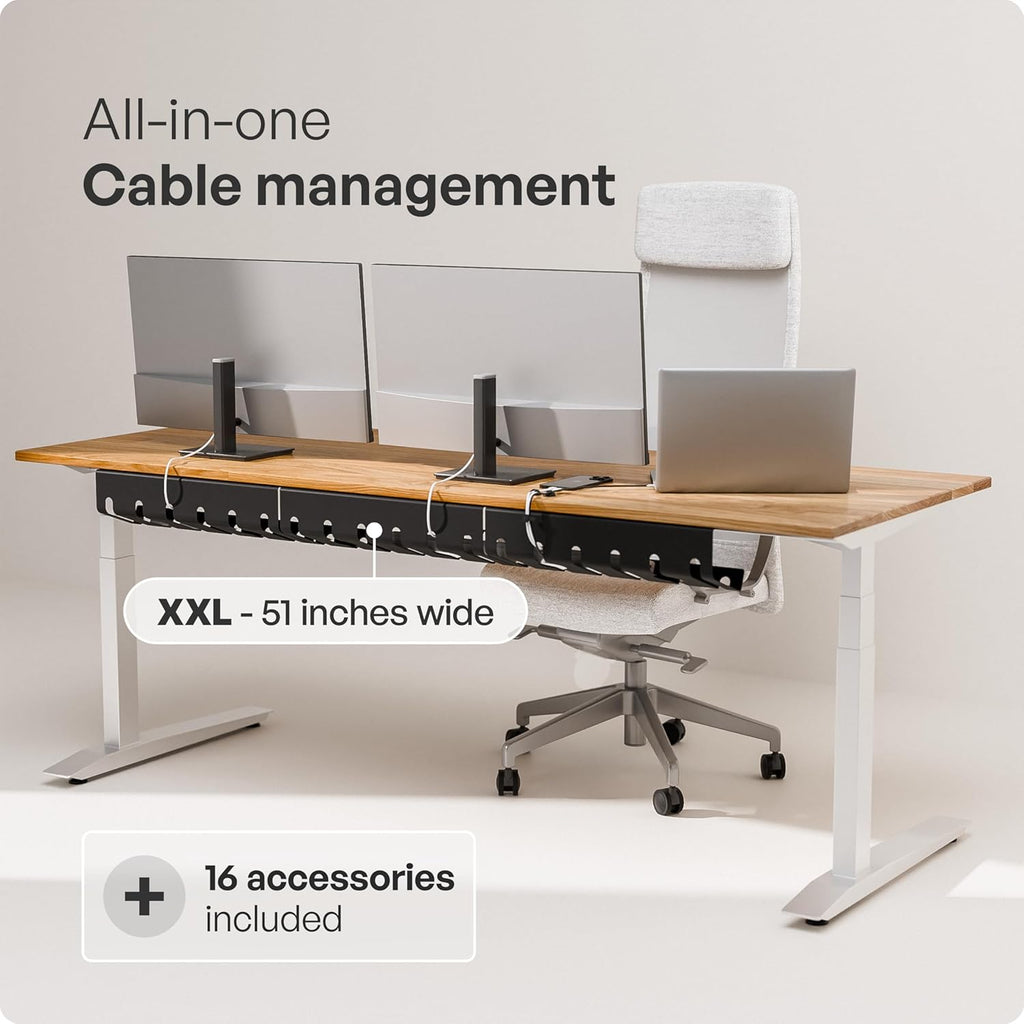 Cable Management under Desk for Easy Mounting Under-Table I Set of 3 - with 10X Cable Ties I Desk Organizer for Office/Home Office Table Thoughtful Cable Tray Holder