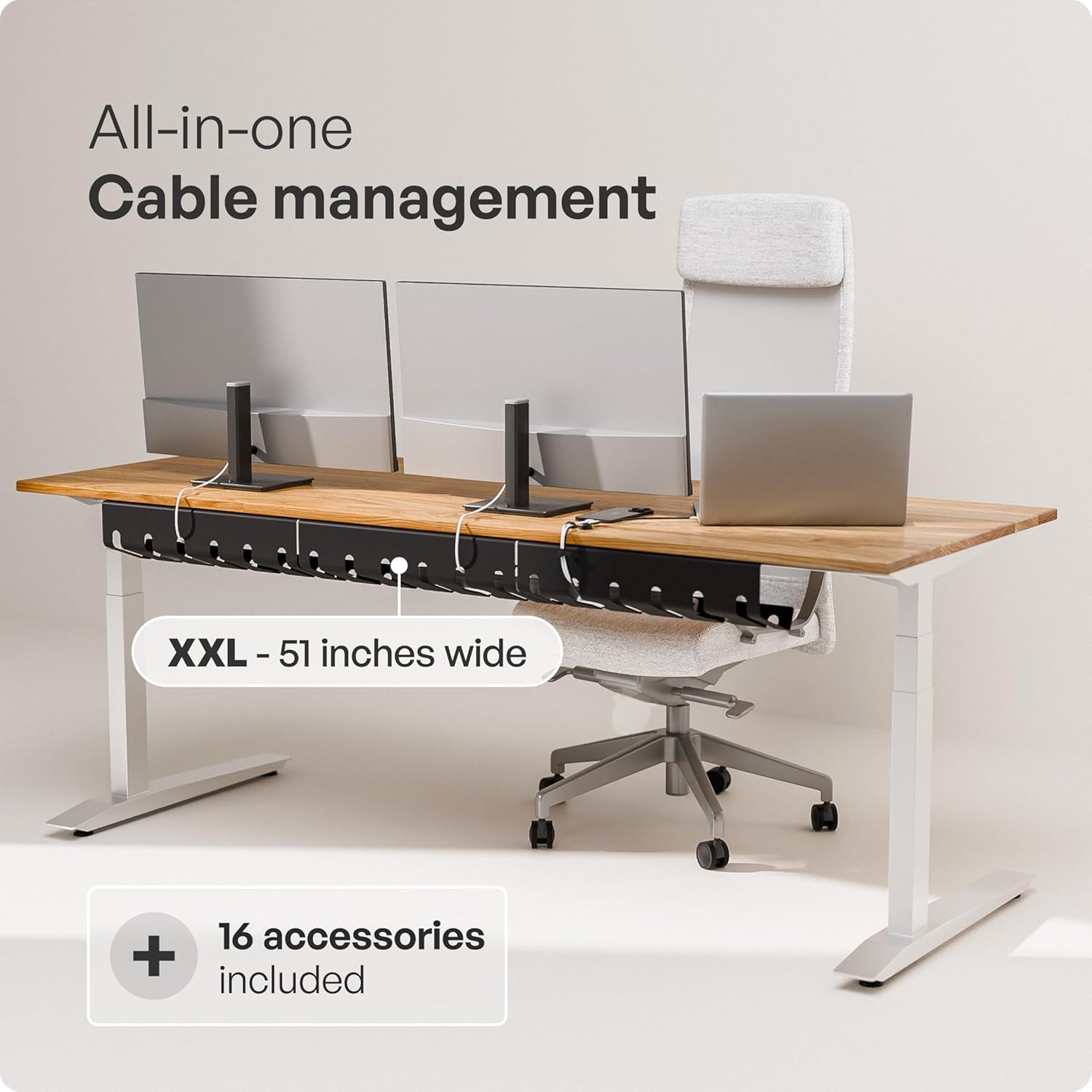 Cable Management under Desk for Easy Mounting Under-Table I Set of 3 - with 10X Cable Ties I Desk Organizer for Office/Home Office Table Thoughtful Cable Tray Holder