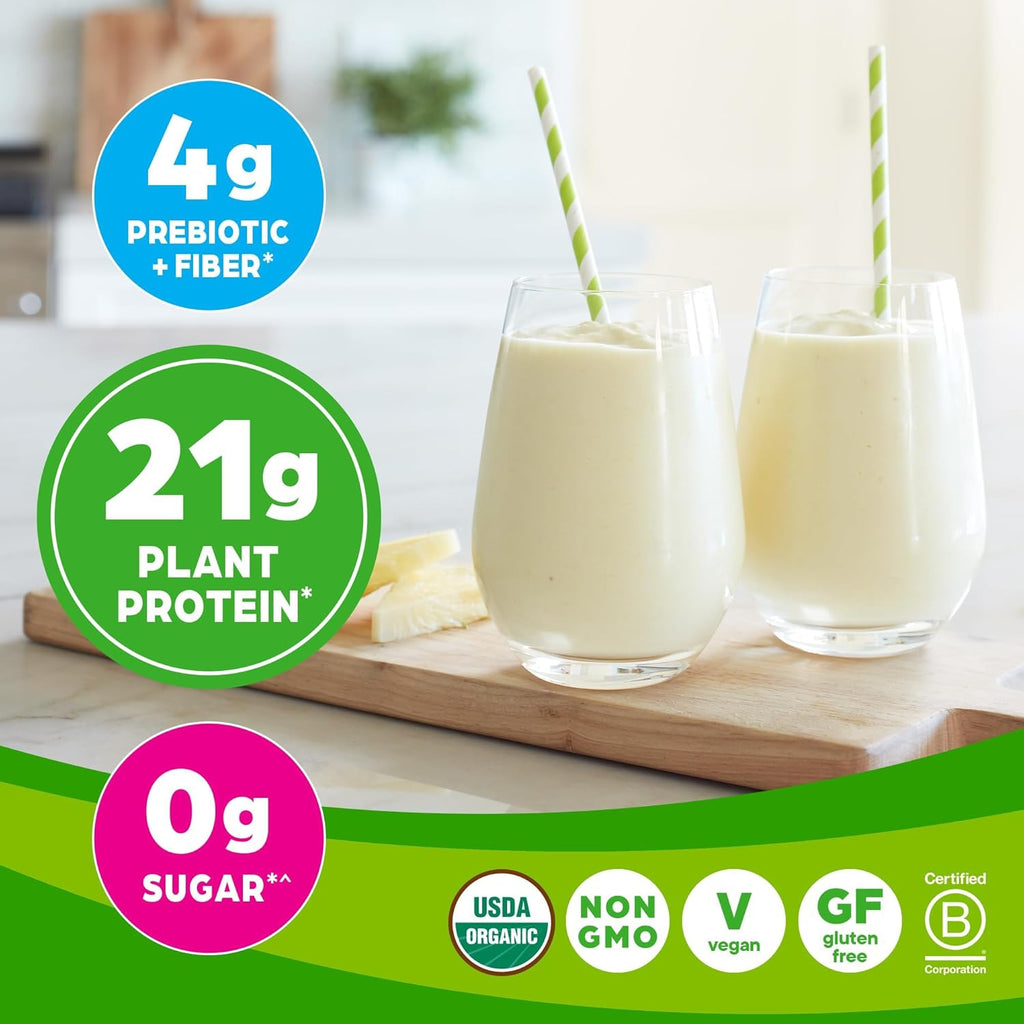 Organic Unflavored Vegan Protein Powder, Natural Unsweetened - 21G of Plant Based Protein, Non Dairy, Gluten Free, No Sugar Added, Soy Free, Non-Gmo, 1.59 Lb (Packaging May Vary)