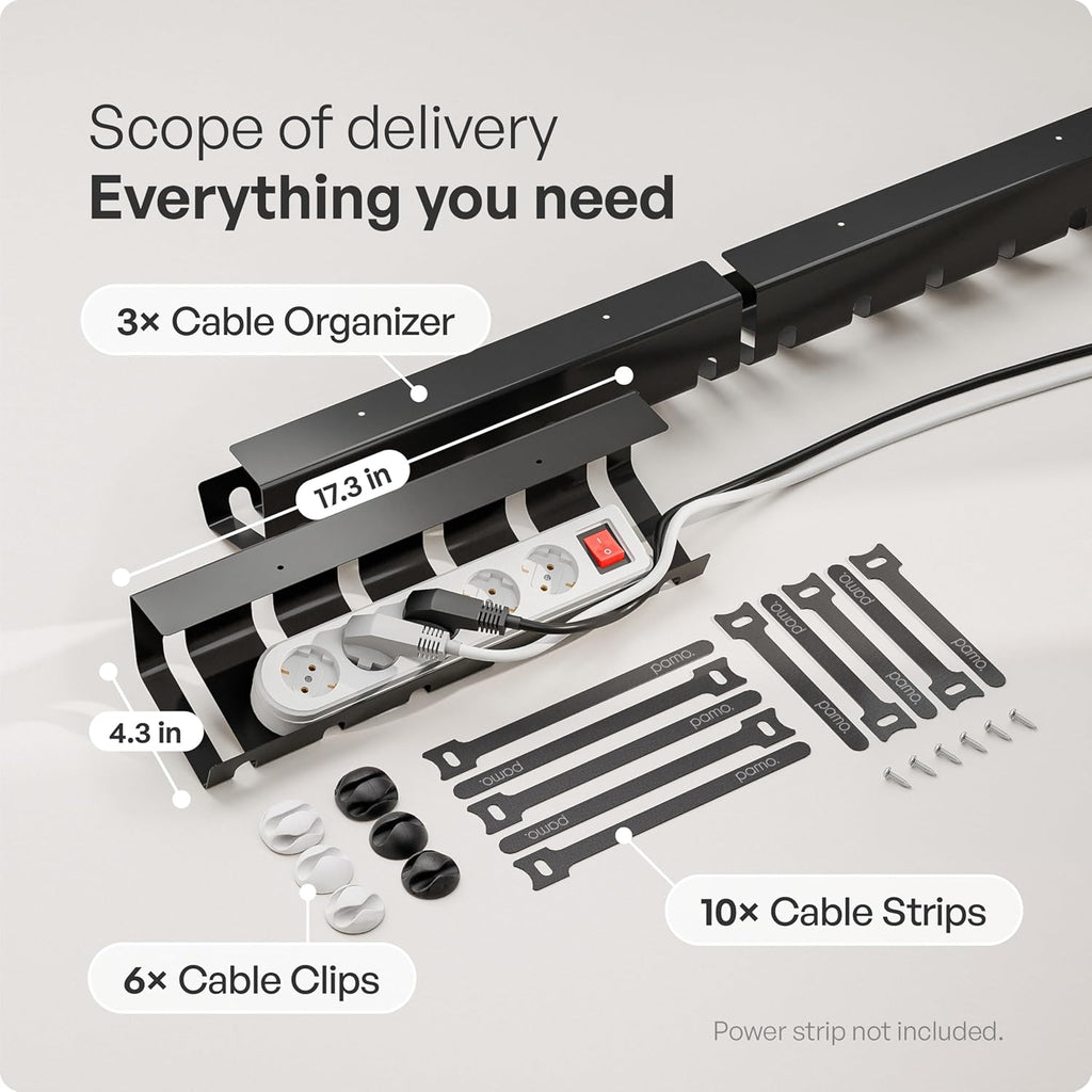 Cable Management under Desk for Easy Mounting Under-Table I Set of 3 - with 10X Cable Ties I Desk Organizer for Office/Home Office Table Thoughtful Cable Tray Holder