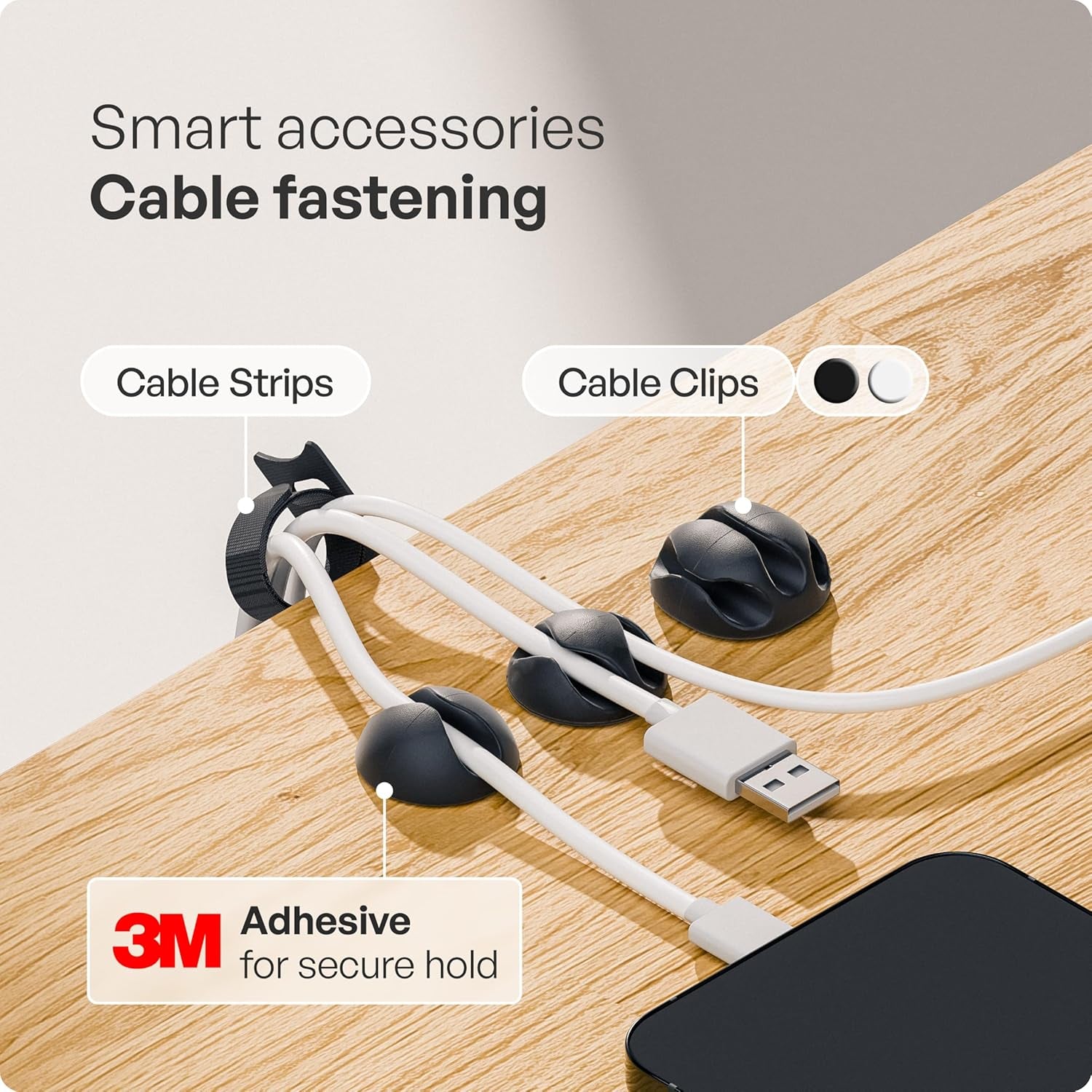 Cable Management under Desk for Easy Mounting Under-Table I Set of 3 - with 10X Cable Ties I Desk Organizer for Office/Home Office Table Thoughtful Cable Tray Holder