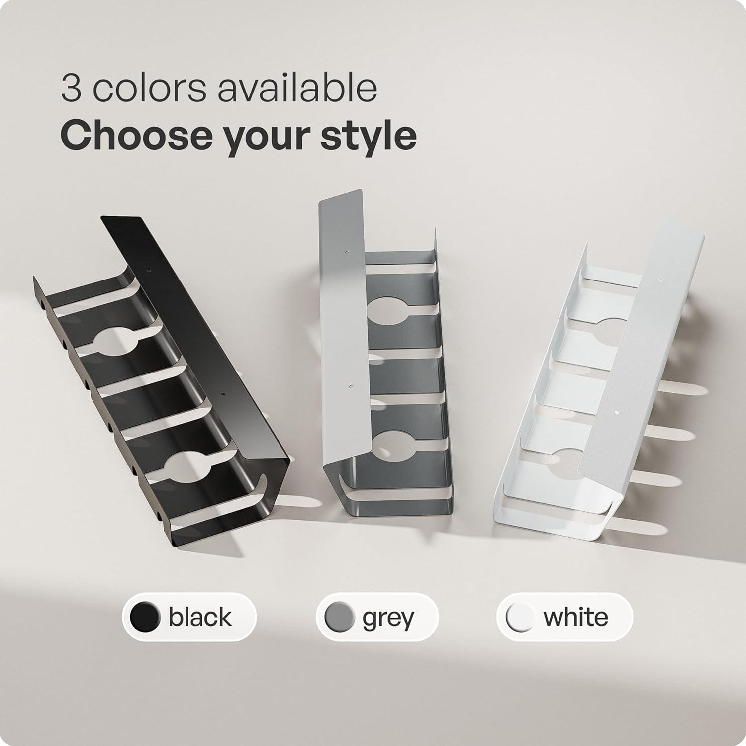Cable Management under Desk for Easy Mounting Under-Table I Set of 3 - with 10X Cable Ties I Desk Organizer for Office/Home Office Table Thoughtful Cable Tray Holder